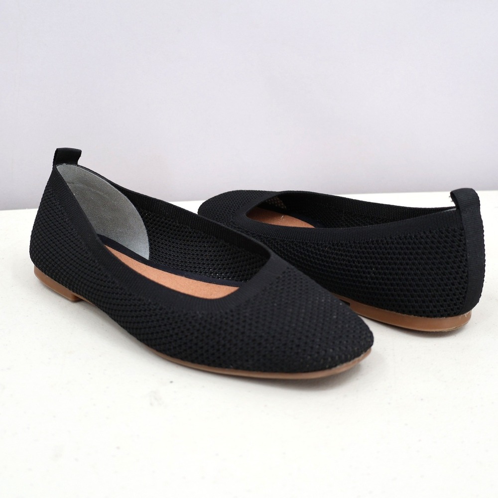 Lucky Brand Knit Ballet Flats Womens 6.5 Black Square Toe Washable
